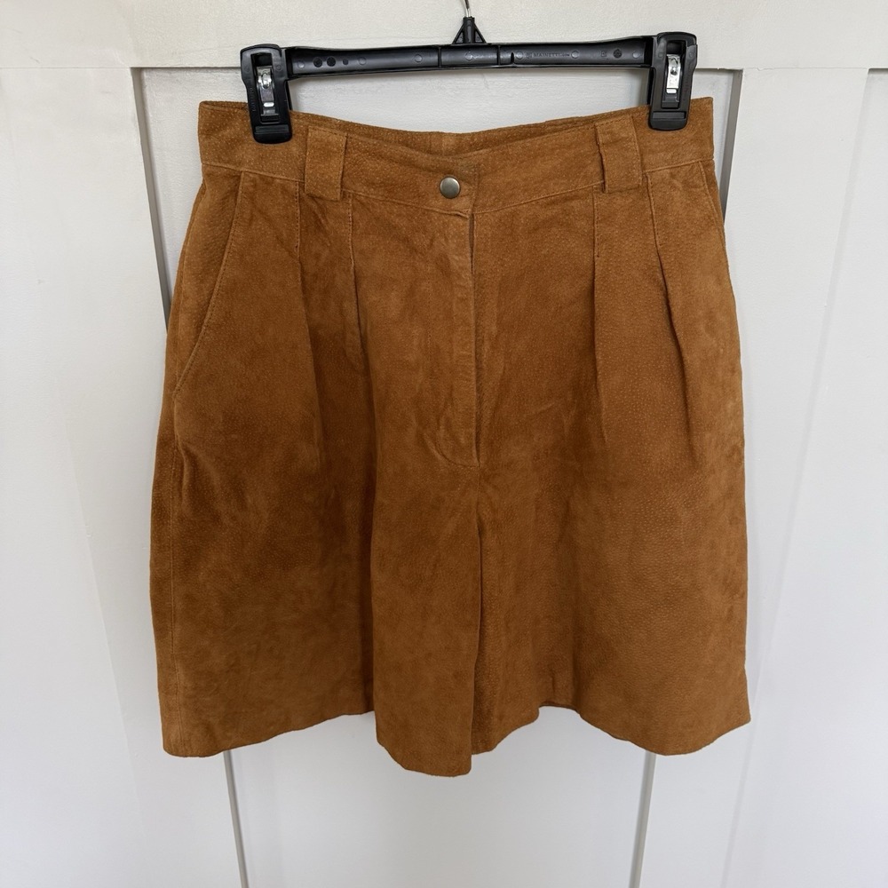 High Rise Shorts Women's Sz 8‎ Leather Pleated Vintage Brandon Thomas Equestrian
